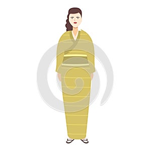 Green kimono icon cartoon vector. Asian person