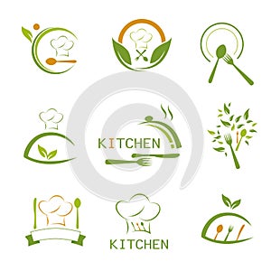 Green kitchen business logos design