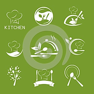 Green kitchen business logos design