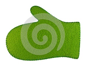 Green kitchen mitten, potholder of felted fabric.