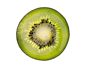 Green kiwi slice isolated on white background