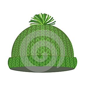 Green knitted winter cap