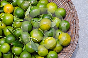 Green Kumquat In Basket.