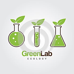 Green Lab icon logo isolated. Organic Laboratory. Ecology