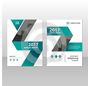 Green label triangle triangle annual report Leaflet Brochure Flyer template design, book cover layout design