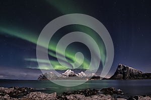 The green lady is performing her magical dance on sky in Lofoten