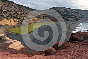 Green Lagoon at El Golfo, Lanzarote Island, Spain