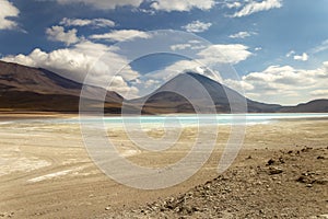 Green Laguna Verde and Licancabur volcano, Bolivia, border with Chilean Atacama