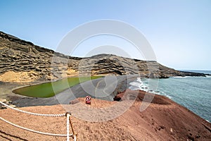 green lake at the beach of El Golfo in Lanzarote