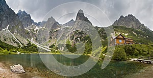 Green lake in the mountains