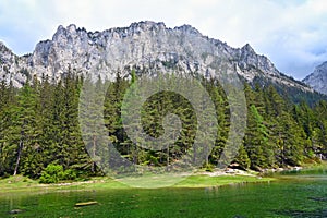 The Green Lake and mountains in Styria, Austria, landscape summer