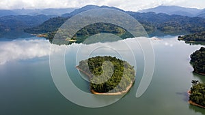 Green lake and rainforest tropical trees in Kuala Kubu Bharu, Malaysia