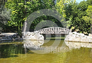 Green lake scene at the National Garden of Athens Greece