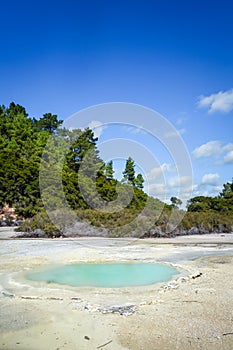 Green lake in Waiotapu, Rotorua, New Zealand