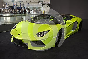 Green lamborghini roadster car