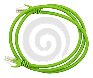 Green Lan cable on white