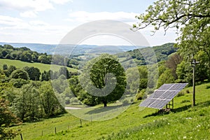 Green landscape with solar panel
