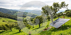 Green landscape with solar panel
