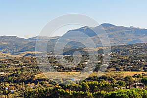 Green landscape among mountains in Andalusia, Spain