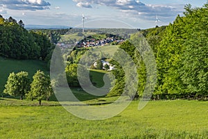 Green landscape at Ober-Beerbach in beautiful Odenwald, Hesse, Germany