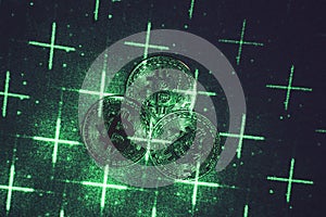 Green laser beam and bitcoins