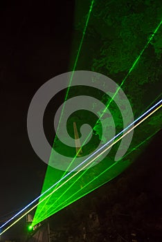 Green laser beams