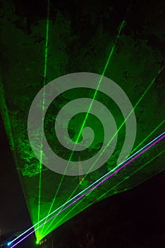 Green laser beams
