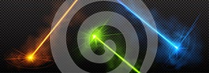 Green laser light beam effect, vector blue neon