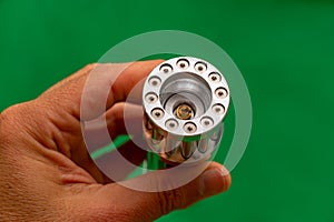 green laser light chrome metal flashlight front