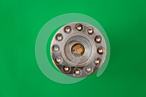 green laser light chrome metal flashlight front