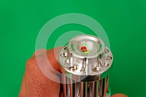 green laser light chrome metal flashlight front