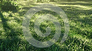 a green lawn background bathed in sunlight., the lushness of the grass and the warm glow of the sun, evoking a sense of