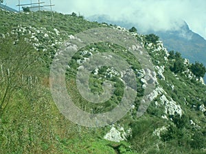 Green lawn on the Mount Faito in Italy