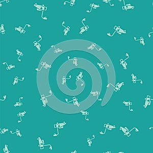 Green Lawn mower icon isolated seamless pattern on green background. Lawn mower cutting grass. Vector