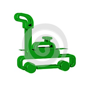 Green Lawn mower icon isolated on transparent background. Lawn mower cutting grass.