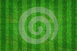 Green lawn soccer, football field. Striped grass texture for sport background