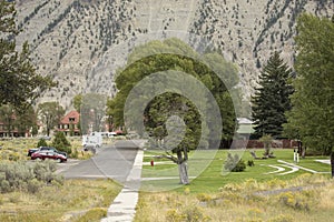 Green lawns in arid environment on federal land, Yellowstone Par