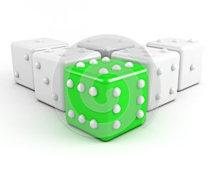 Green leading dice