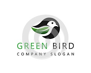 Green Leaf Bird Logo Icon