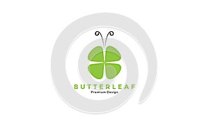 Green leaf with butterfly shape logo design vector icon symbol graphic illustration