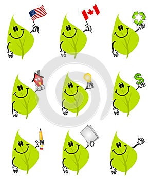 Green Leaf Cartoon Characters