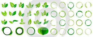 Green leaf, circle element for environment. Ecology icon collection. Set of natural icons