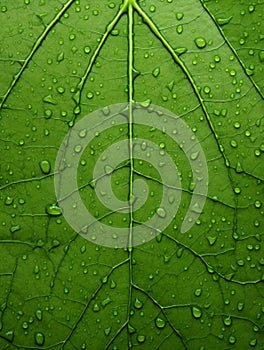 A green leaf close up texture with veins
