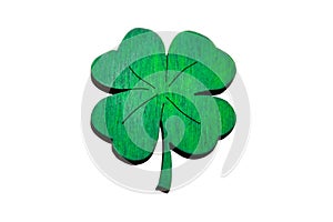 Green leaf of clover from a tree is isolated on a white