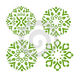 Green leaf decorating with healthy swash symbol photo