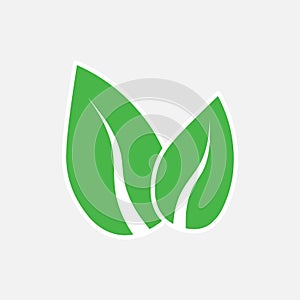 Green leaf, Eco icon. Vector illustration, flat design.