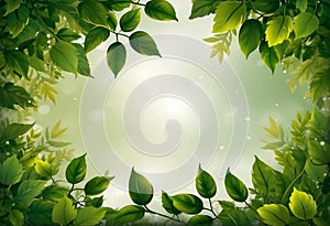 Green leaf frame and background