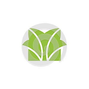 Green leaf geometric design logo vector