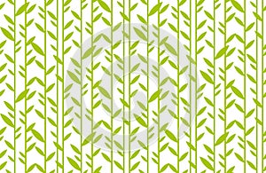 Green leaf geometric vintage seamless pattern.