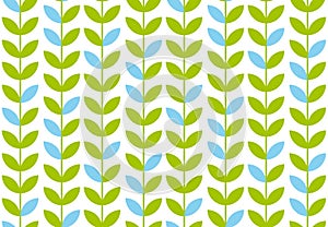 Green leaf geometric vintage seamless pattern.